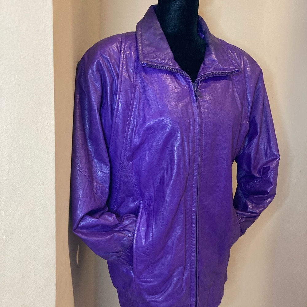 Andrew Marc Vibrant Purple Leather Jacket Size Small ( i -)